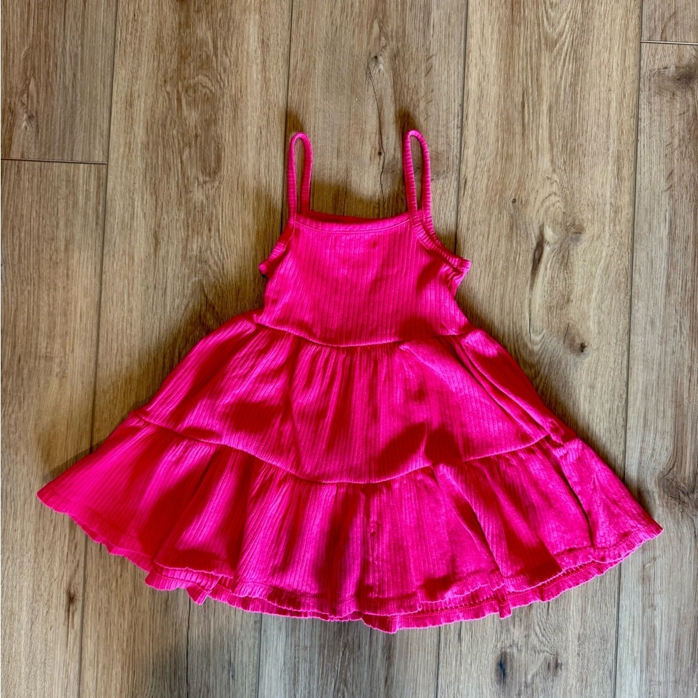 monica + andy Bright Pink Ribbed Spaghetti Strap Dress - 2T - Picture 5 of 7
